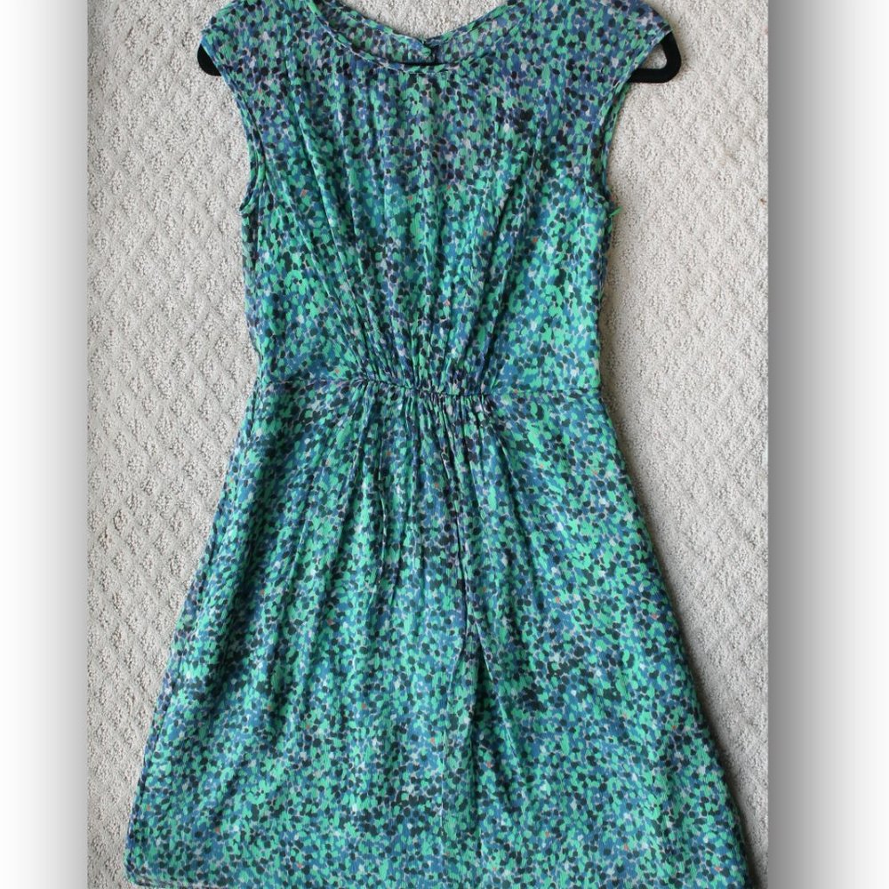 J Crew Silk Green Spotted Dress Size 0